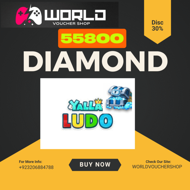 Buy 55,800 (56K) Diamonds Yalla Ludo Voucher – Instant Top Up | Fast & Secure Delivery Description: Get 55,800 Diamonds (56K) for Yalla Ludo instantly and take your gaming experience to the next level! Purchase your Yalla Ludo Diamond Voucher and enjoy premium dice, special effects, and exclusive in-game rewards. Our instant top-up service ensures your diamonds are delivered quickly and safely—no login details required. We offer secure payments, fast delivery, and 24/7 customer support for a smooth and reliable experience. Perfect for Yalla Ludo players who want to unlock premium features and enjoy more fun. Buy now and get your 55,800 Yalla Ludo Diamonds delivered instantly after payment!